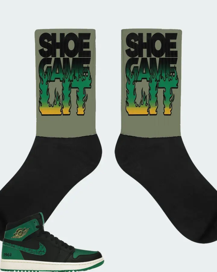 Jordan 1 Retro High Golf Sneaker Matching Olive Socks - Shoe Game Lit Refreshed