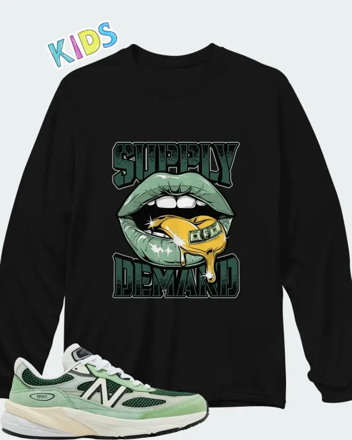 Teddy Santis x New Balance 990v6 Made in USA Avocado Natural Mint Matching Kid's Long Sleeve T-Shirt
