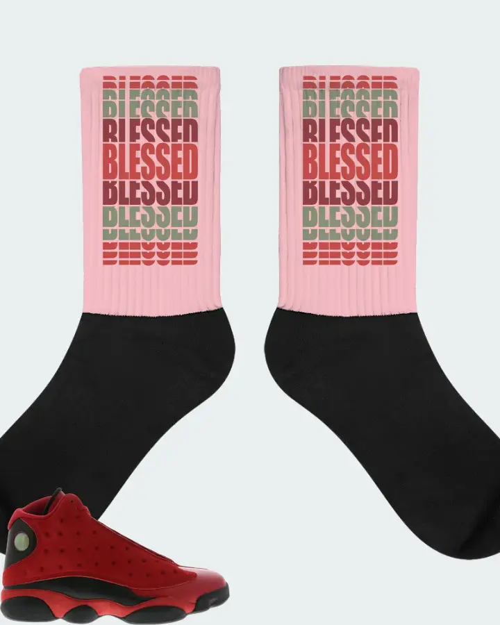 Jordan 13 Retro Sneaker Matching Pink Socks - BLESSED Many Times