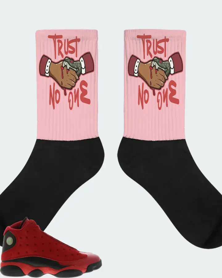 Jordan 13 Retro Sneaker Matching Pink Socks - Trust No One