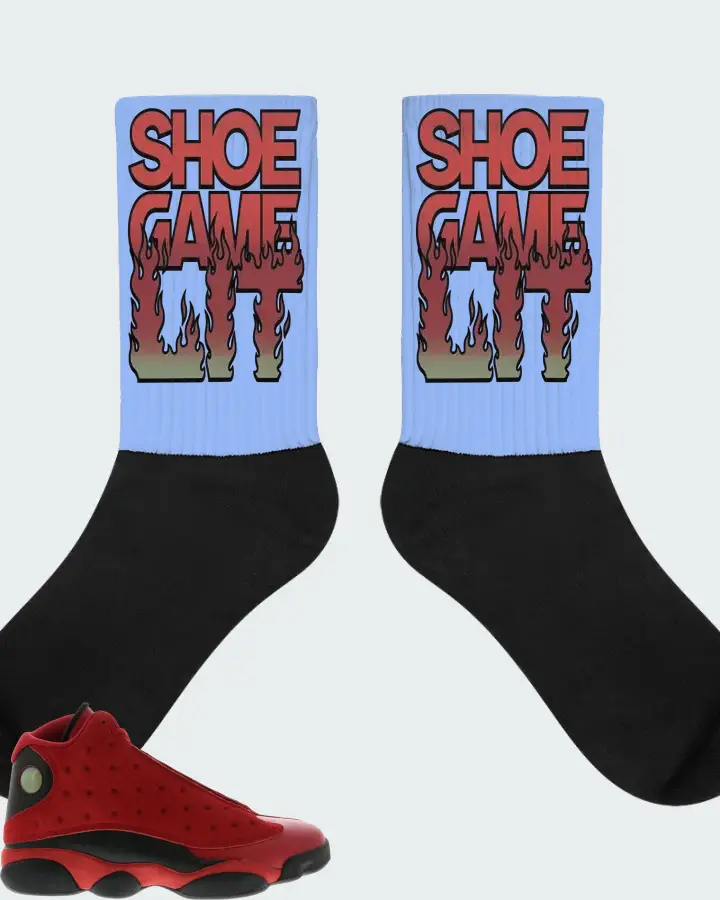 Jordan 13 Retro Sneaker Matching Carolina Blue Socks - Shoe Game Lit Refreshed