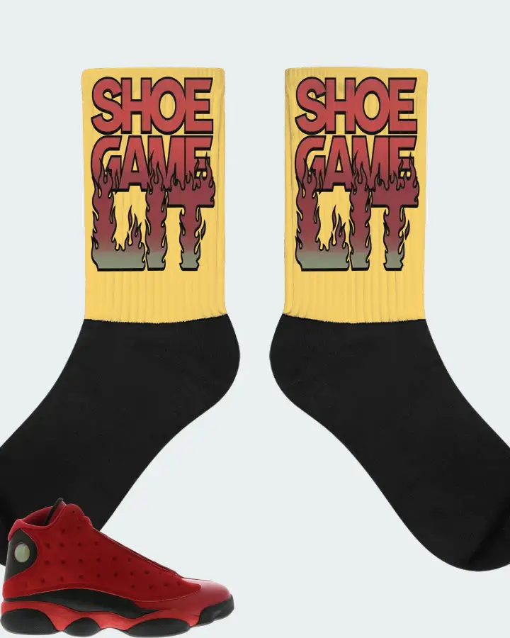Jordan 13 Retro Sneaker Matching Yellow Socks - Shoe Game Lit Refreshed