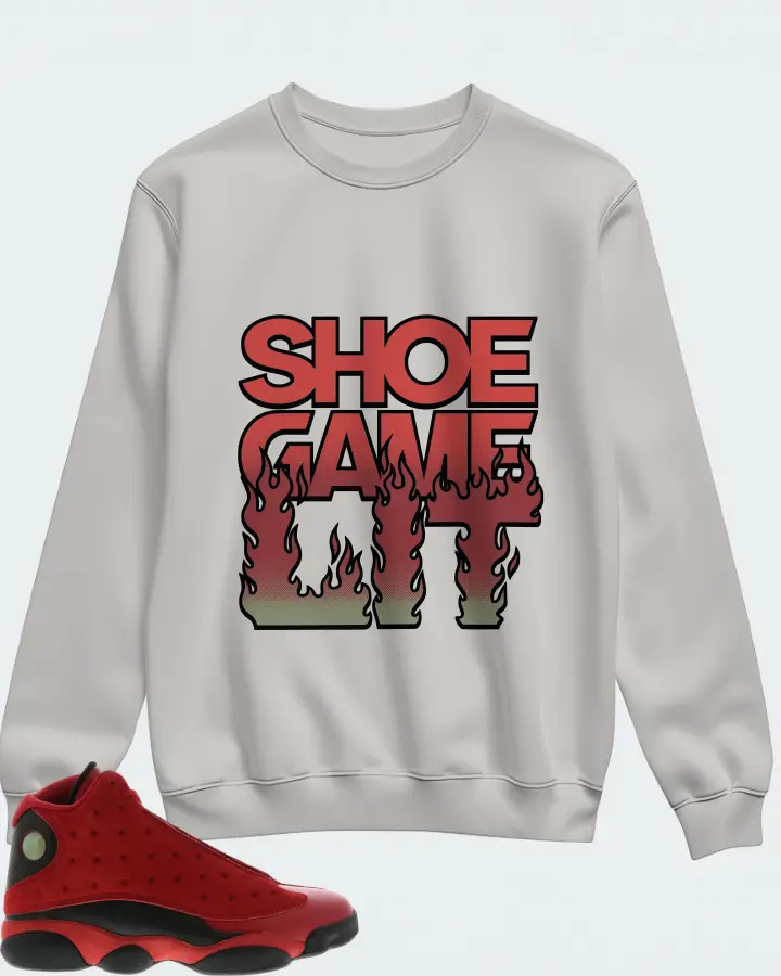 Jordan 13 Retro Sneaker Matching Grey Sweatshirt - Shoe Game Lit Refreshed