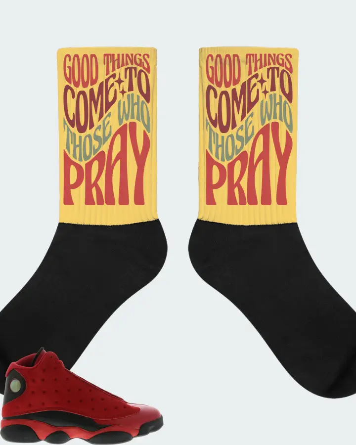 Jordan 13 Retro Sneaker Matching Yellow Socks - Good Things Come To Those Who Pray