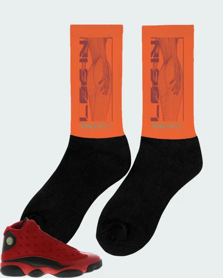 Jordan 13 Retro Sneaker Matching Orange Socks (LOGIN) - View 3