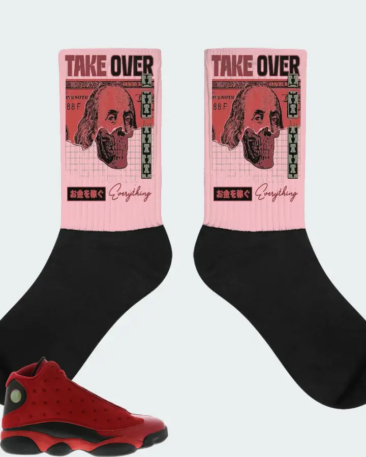 Jordan 13 Retro Sneaker Matching Pink Socks - Take Over