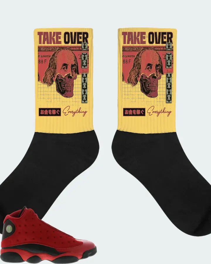 Jordan 13 Retro Sneaker Matching Yellow Socks - Take Over