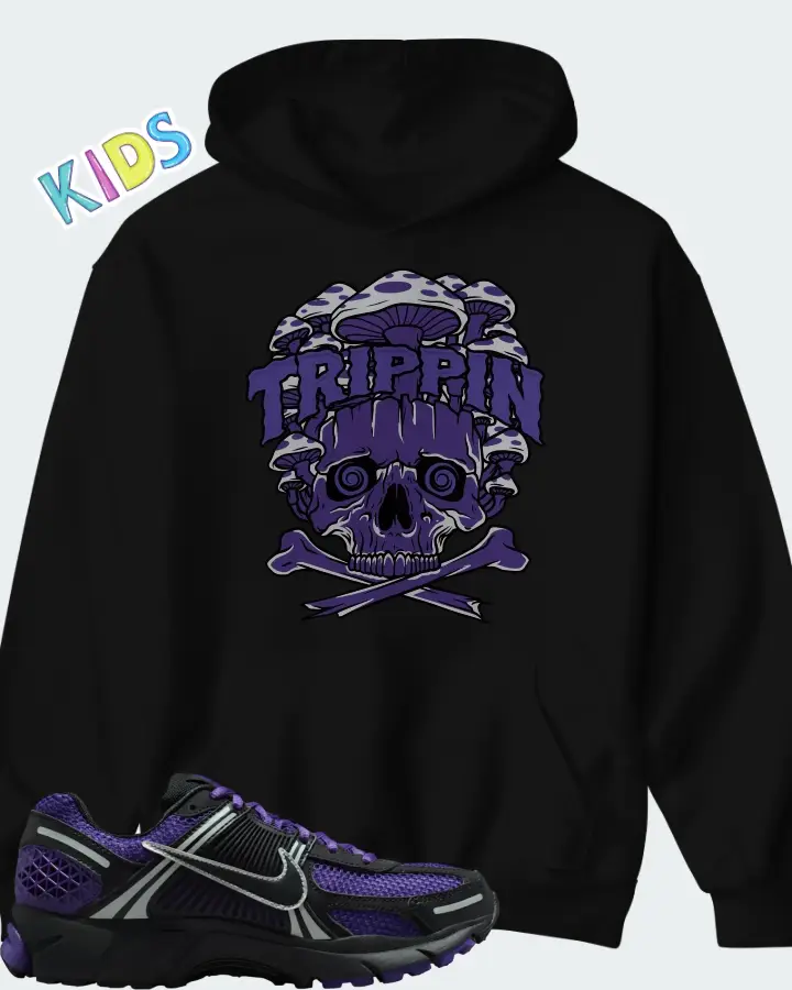 Nike Zoom Vomero 5 Black Court Purple Matching Kid's Hoodie