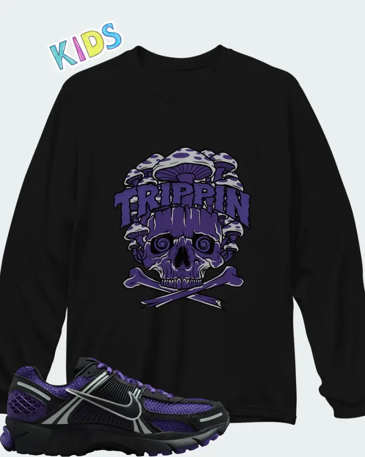 Nike Zoom Vomero 5 Black Court Purple Matching Kid's Long Sleeve T-Shirt