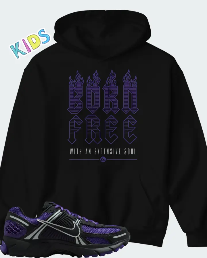 Nike Zoom Vomero 5 Black Court Purple Matching Kid's Hoodie