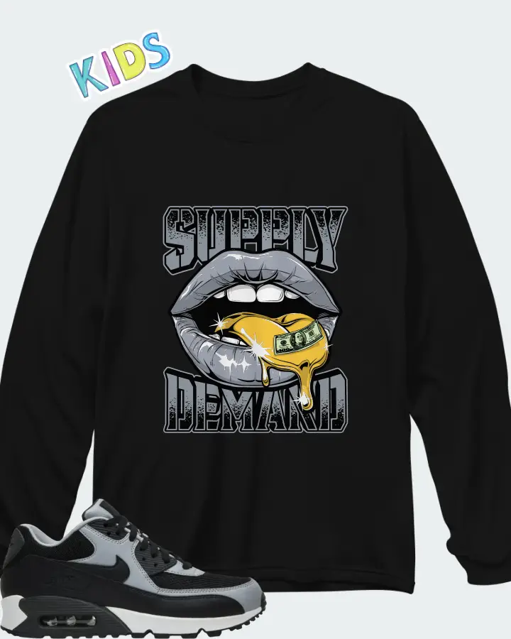 Nike Air Max 90 Essential Wolf Grey Matching Kid's Long Sleeve T-Shirt