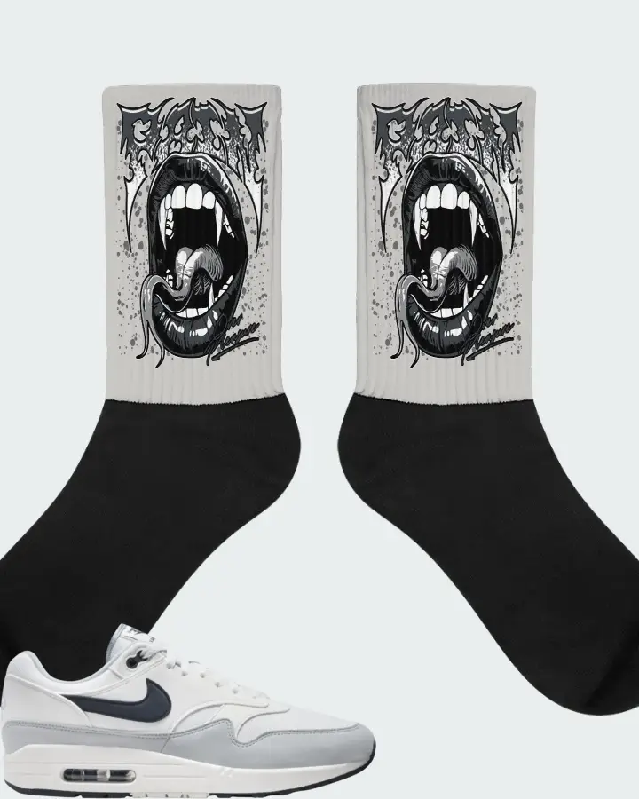 Nike Air Max 1 Pure Platinum Dark Obsidian Matching Socks