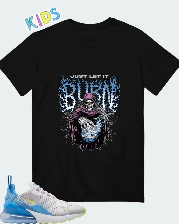 Nike Air Max 270 Pure Platinum Blue Light Lemon Twist Matching Kid's T-Shirt