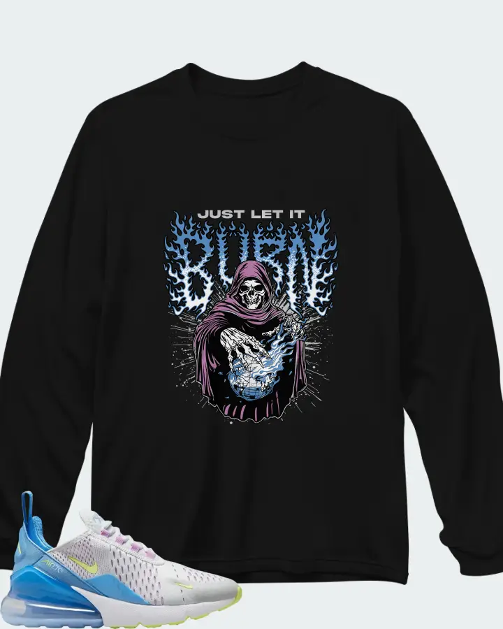 Nike Air Max 270 Pure Platinum Blue Light Lemon Twist Matching Long Sleeve T-Shirt
