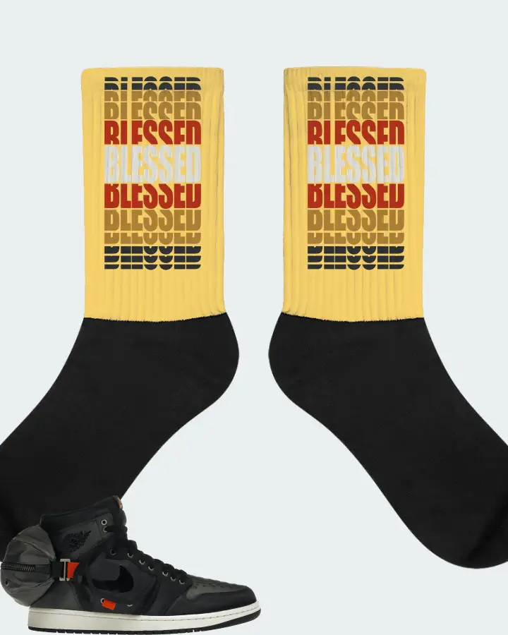 Jordan 1 Retro High OG SP Utility Sneaker Matching Yellow Socks - BLESSED Many Times
