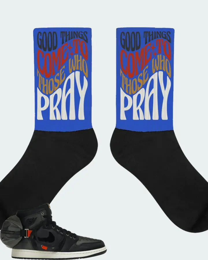 Jordan 1 Retro High OG SP Utility Sneaker Matching Royal Blue Socks - Good Things Come To Those Who Pray
