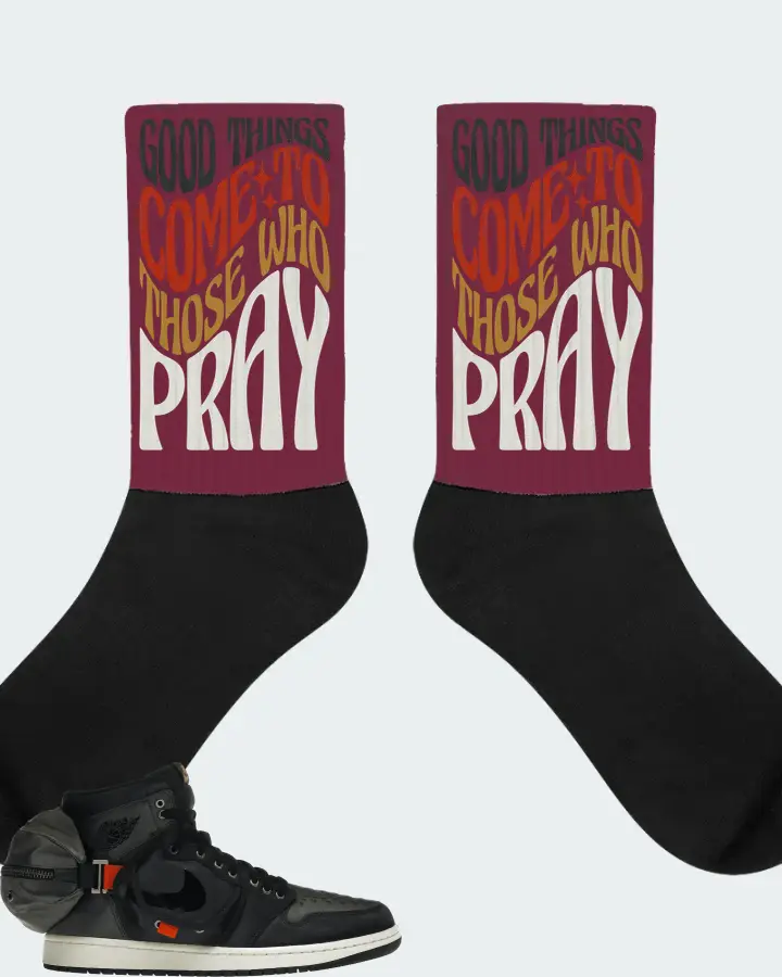 Jordan 1 Retro High OG SP Utility Sneaker Matching Maroon Socks - Good Things Come To Those Who Pray