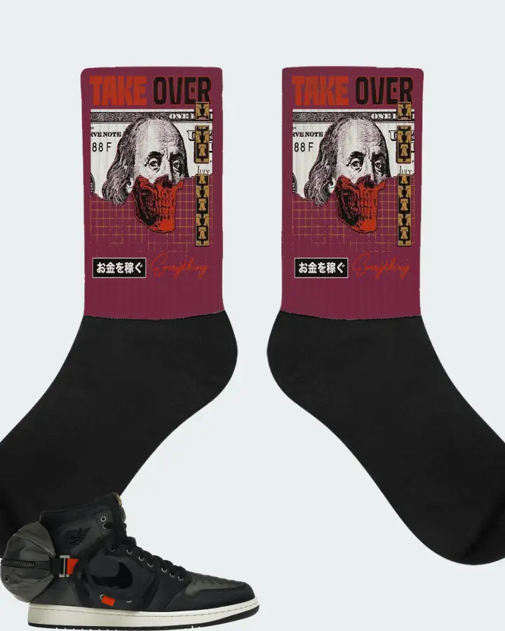 Jordan 1 Retro High OG SP Utility Sneaker Matching Maroon Socks - Take Over