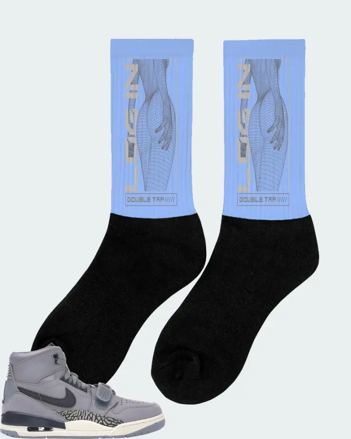 Jordan Legacy 312 Sneaker Matching Carolina Blue Socks (LOGIN) - View 3