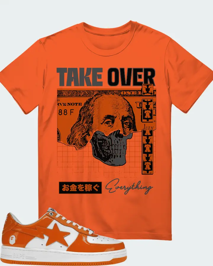 A Bathing Ape Bape Sta Low  Sneaker Matching Orange T-Shirt - Take Over