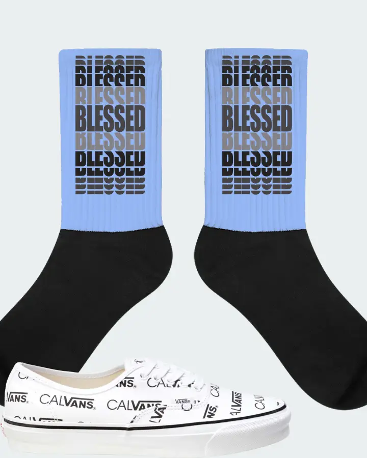 Vans Authentic Sneaker Matching Carolina Blue Socks - BLESSED Many Times