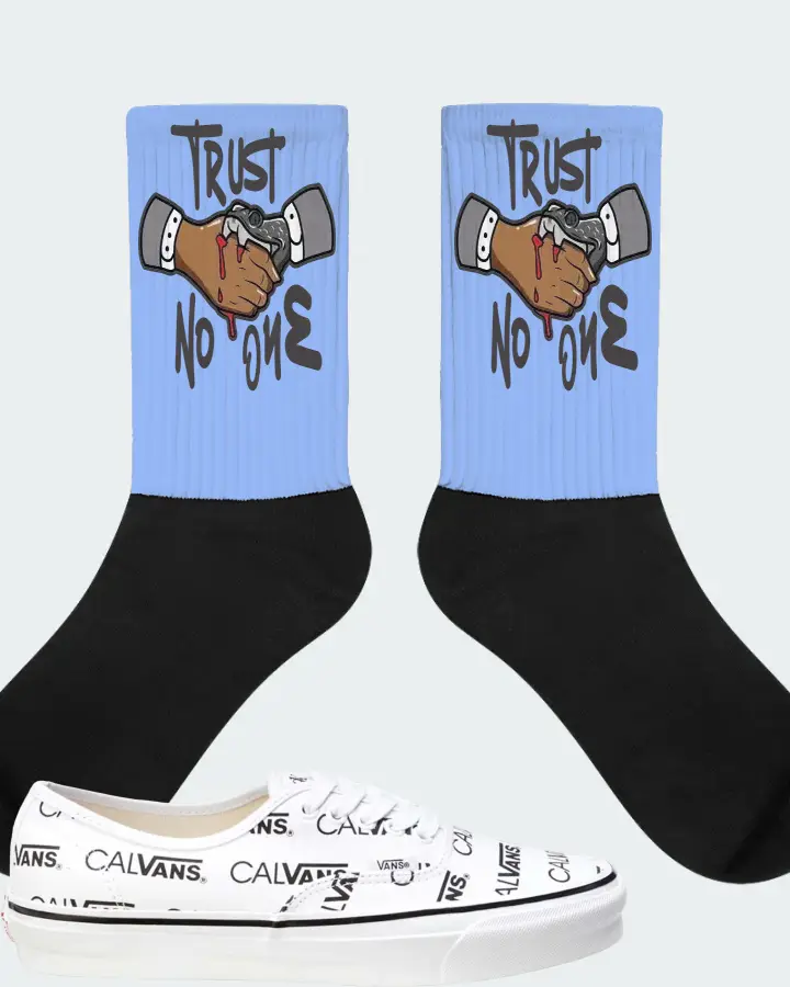 Vans Authentic Sneaker Matching Carolina Blue Socks - Trust No One