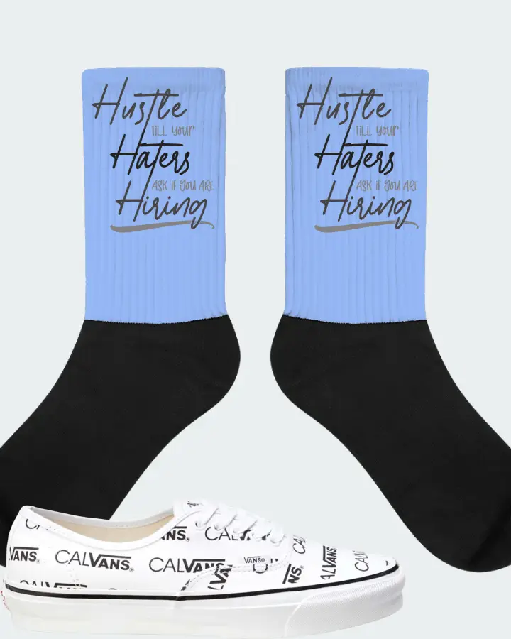 Vans Authentic Sneaker Matching Carolina Blue Socks - HUSTLE TILL YOUR HATERS ASK