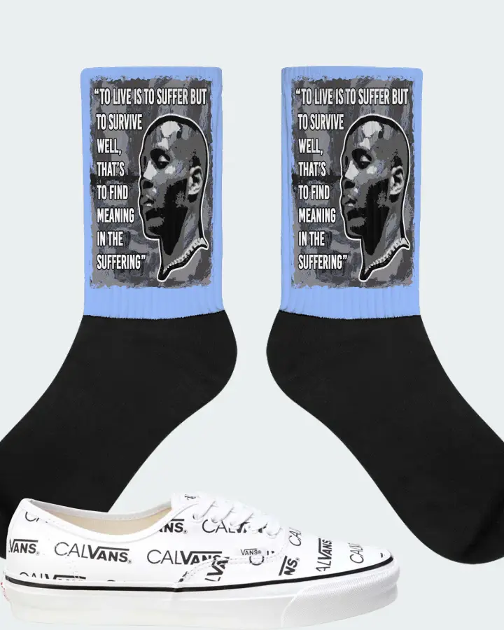 Vans Authentic Sneaker Matching Carolina Blue Socks - DMX Suffer Quote