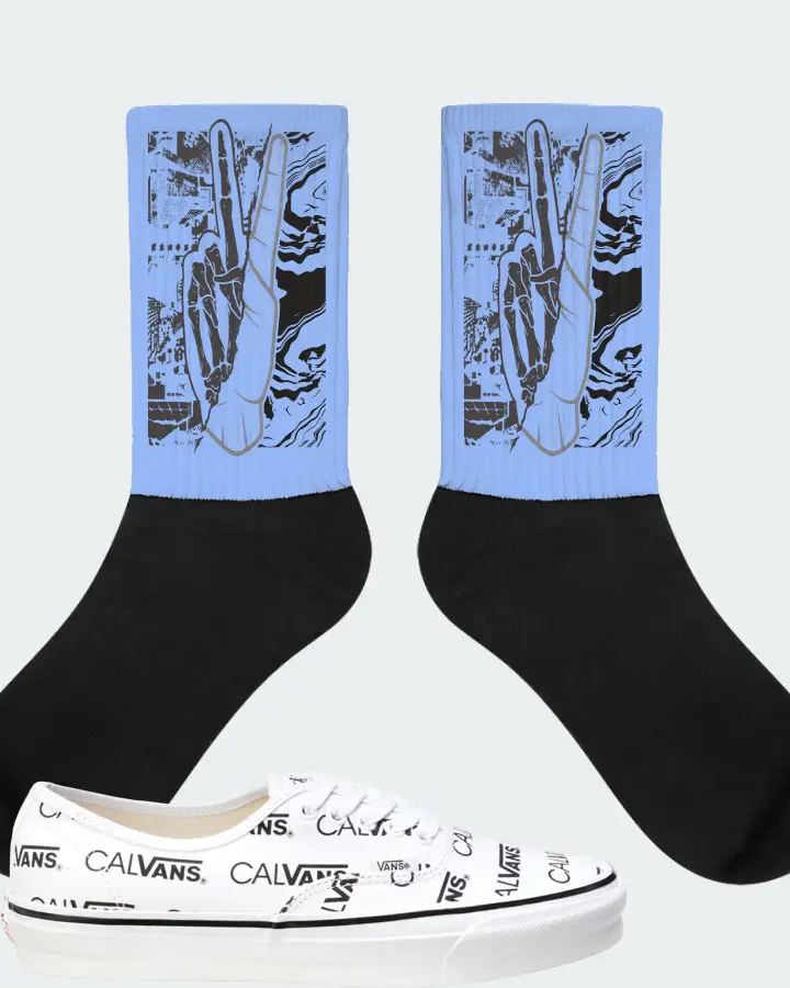 Vans Authentic Sneaker Matching Carolina Blue Socks - Peace of mind