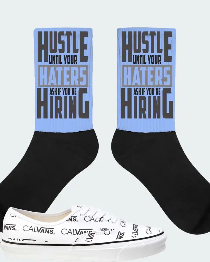 Vans Authentic Sneaker Matching Carolina Blue Socks - HUSTLE UNTIL YOUR HATERS