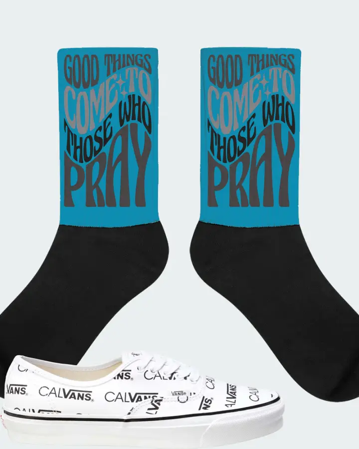 Vans Authentic Sneaker Matching Aqua Socks - Good Things Come To Those Who Pray