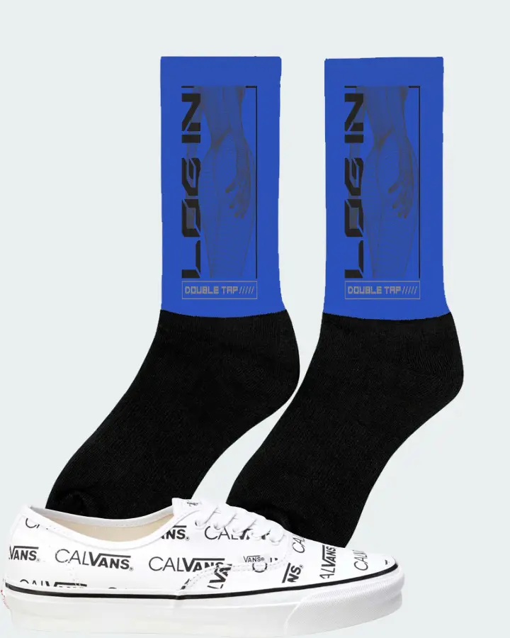 Vans Authentic Sneaker Matching Royal Blue Socks (LOGIN) - View 3