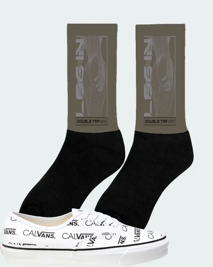 Vans Authentic Sneaker Matching Army Green Socks (LOGIN) - View 3