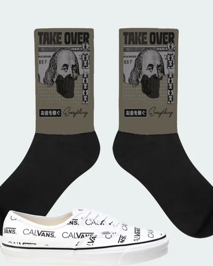 Vans Authentic Sneaker Matching Army Green Socks - Take Over