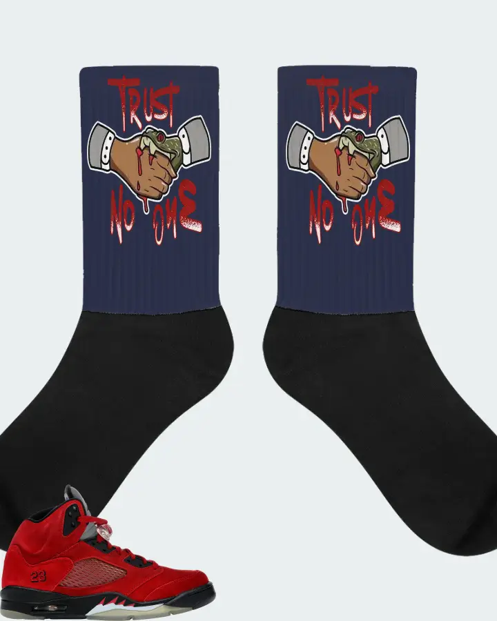 Jordan 5 Retro Sneaker Matching Navy Socks - Trust No One