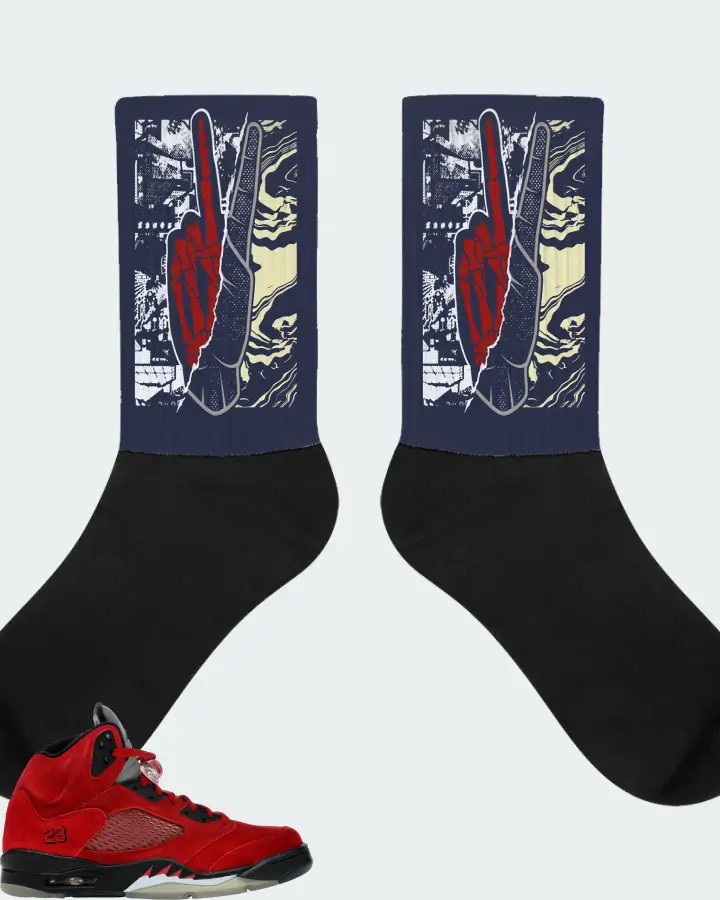 Jordan 5 Retro Sneaker Matching Navy Socks - Peace of mind