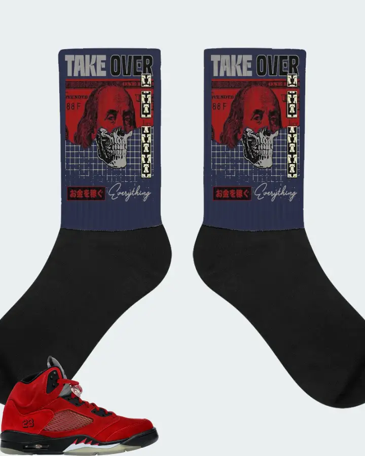 Jordan 5 Retro Sneaker Matching Navy Socks - Take Over