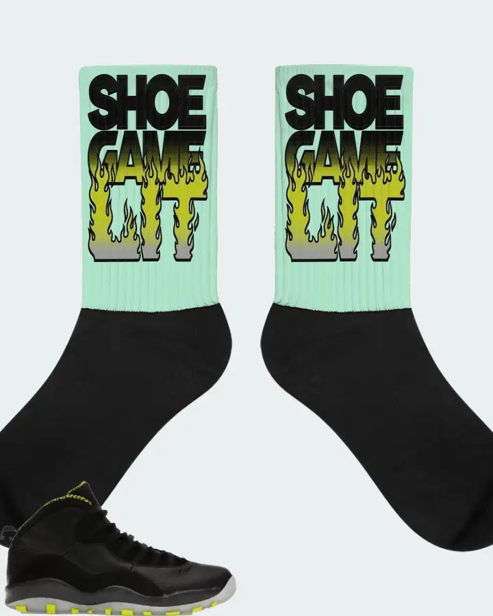 Jordan 10 Retro Sneaker Matching Mint Socks - Shoe Game Lit Refreshed