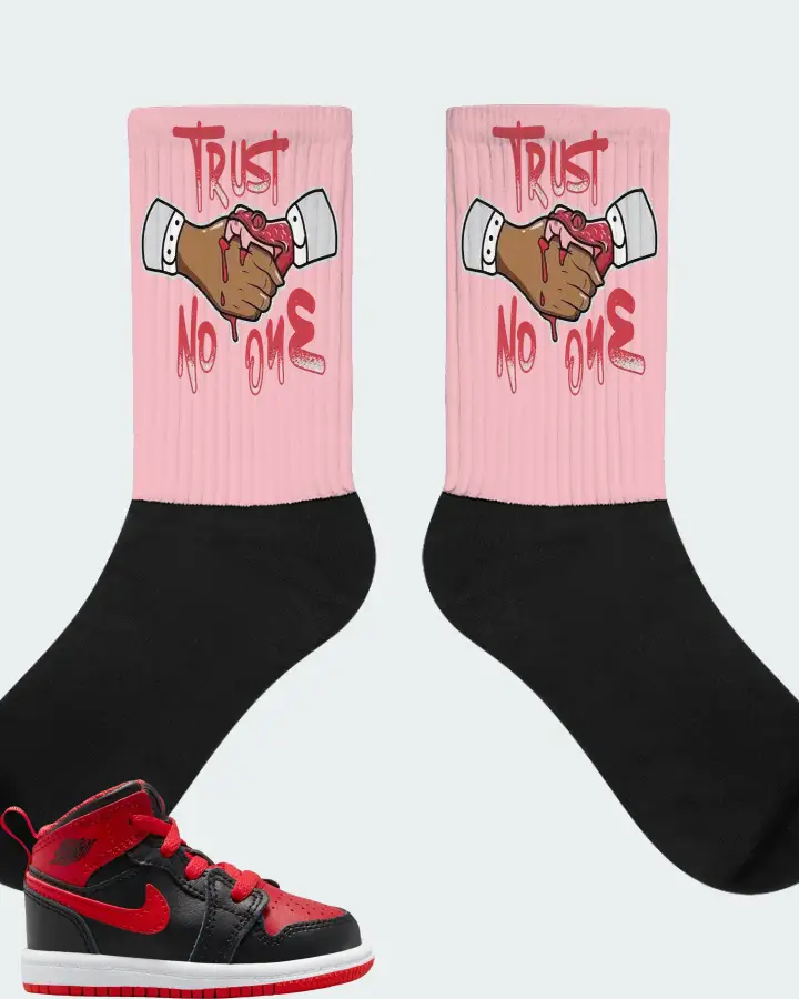 Jordan 1 Mid Sneaker Matching Pink Socks - Trust No One