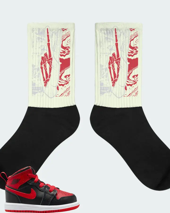 Jordan 1 Mid Sneaker Matching Citron Socks - Peace of mind