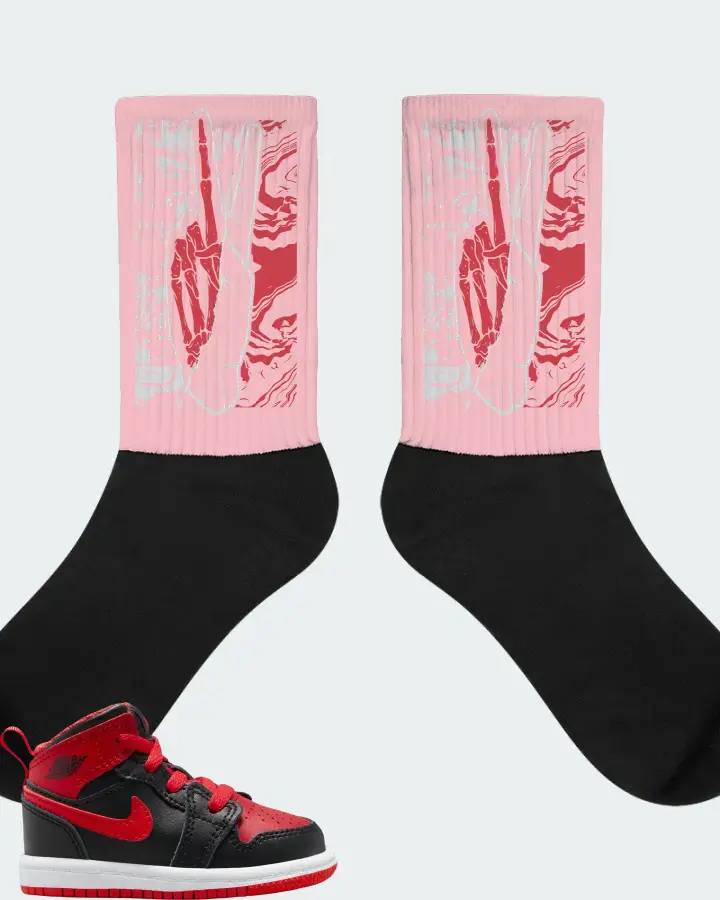 Jordan 1 Mid Sneaker Matching Pink Socks - Peace of mind