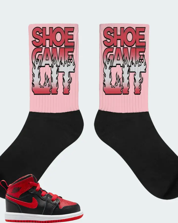 Jordan 1 Mid Sneaker Matching Pink Socks - Shoe Game Lit Refreshed