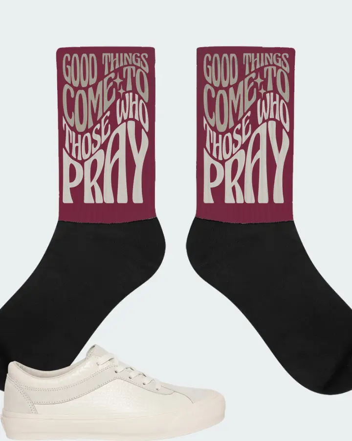 Vans Vault Bold Ni LX  Sneaker Matching Maroon Socks - Good Things Come To Those Who Pray