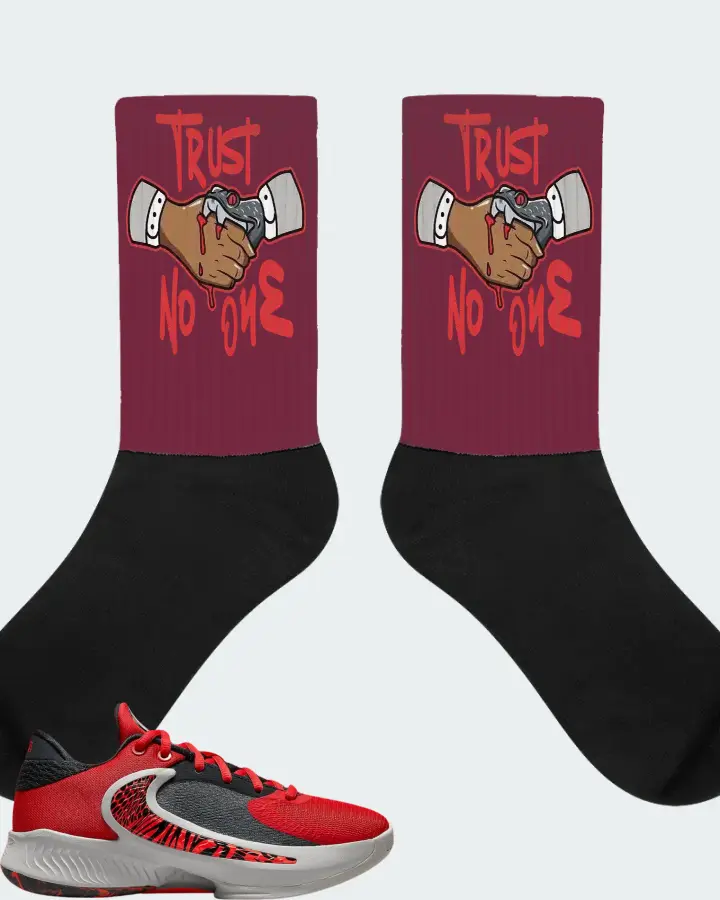 Nike Zoom Freak 4 Sneaker Matching Maroon Socks - Trust No One