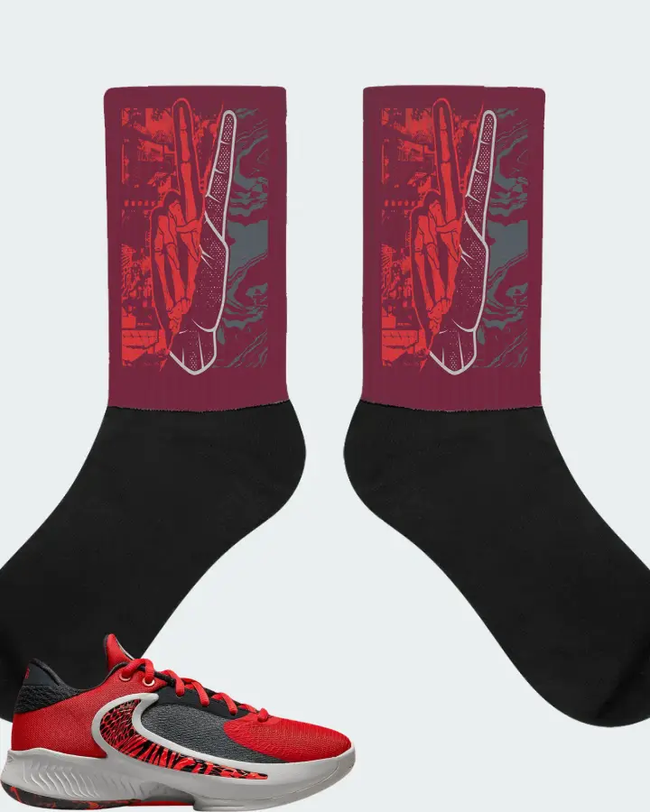 Nike Zoom Freak 4 Sneaker Matching Maroon Socks - Peace of mind