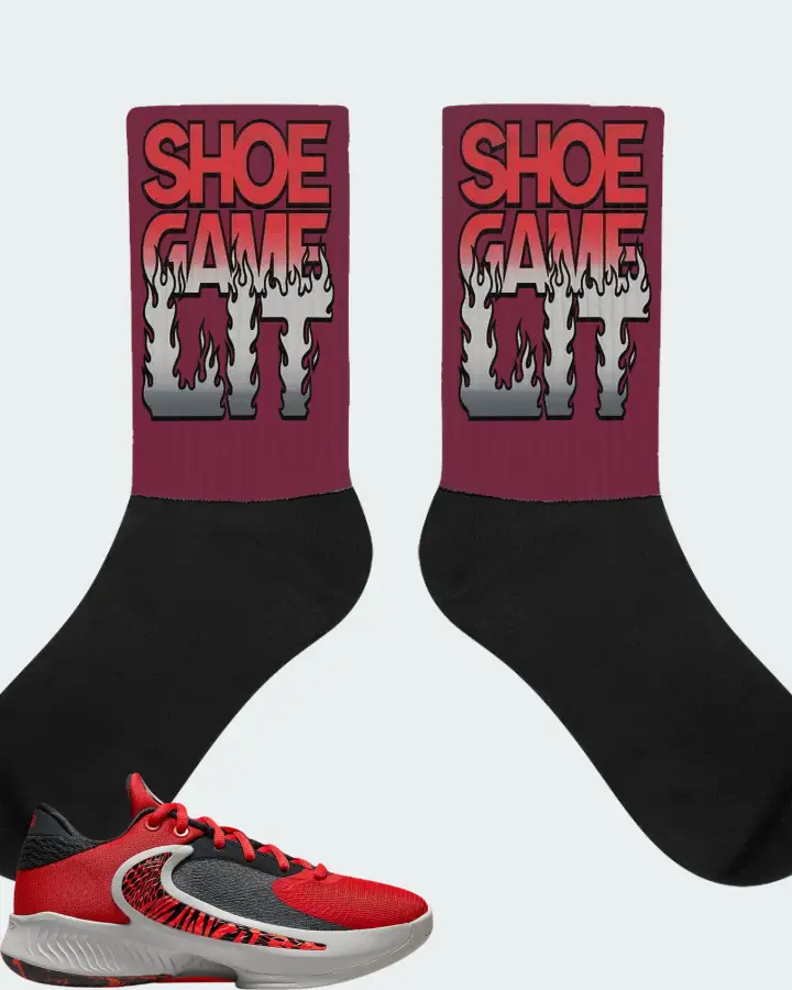 Nike Zoom Freak 4 Sneaker Matching Maroon Socks - Shoe Game Lit Refreshed