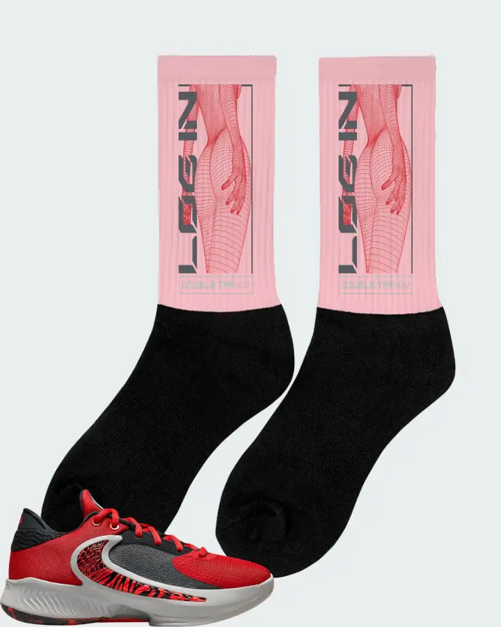 Nike Zoom Freak 4 Sneaker Matching Pink Socks (LOGIN) - View 3