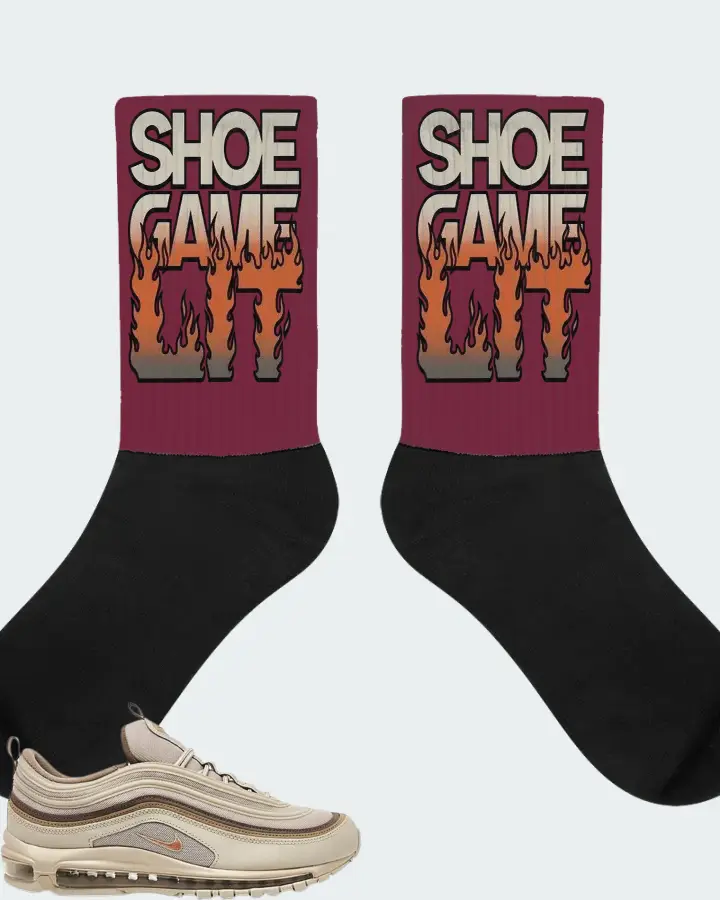 Nike Air Max 97 Sneaker Matching Maroon Socks - Shoe Game Lit Refreshed