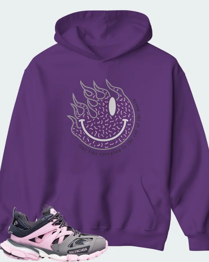 Balenciaga Track White Rose Pink Grey Matching Hoodie