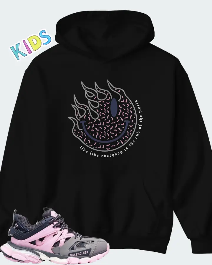 Balenciaga Track White Rose Pink Grey Matching Kid's Hoodie